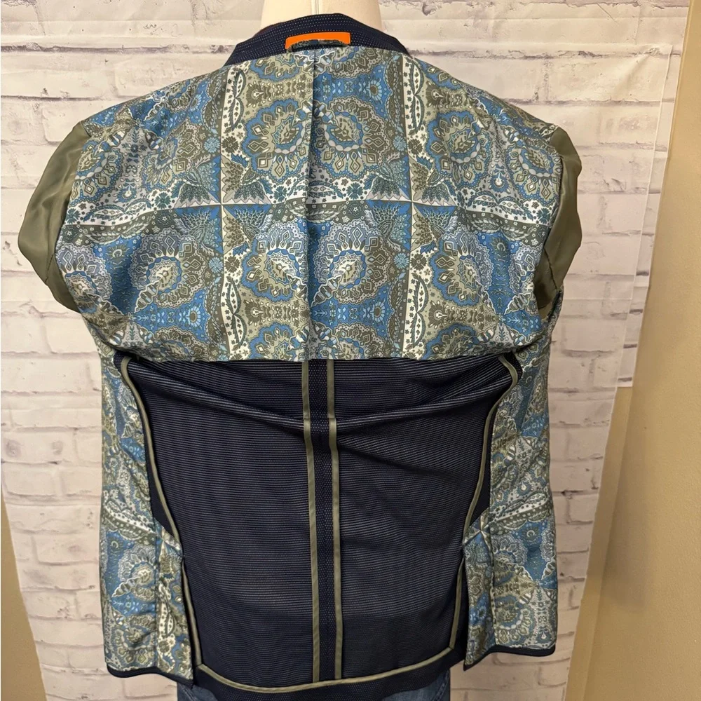 Tallia 42R Mason Fit For Lord & Taylor Unstructured Blazer Jacket Polka Dot Blue